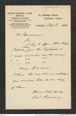 Nachlass Franz Steindachner, Brief von Gerrard Edward & Sons an Franz Steindachner (02.09.1906), Inv.Nr. 156.05, Seite 1